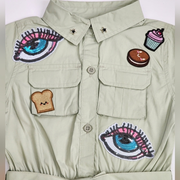 NWOT Chillipop Girl's Green Jumpsuit Upcycle, size 4T - Picture 5 of 11